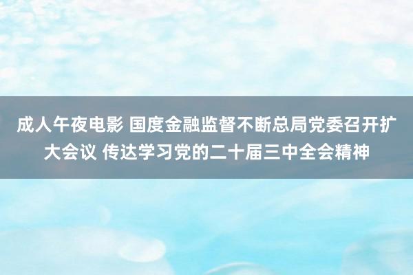 成人午夜电影 国度金融监督不断总局党委召开扩大会议 传达学习党的二十届三中全会精神