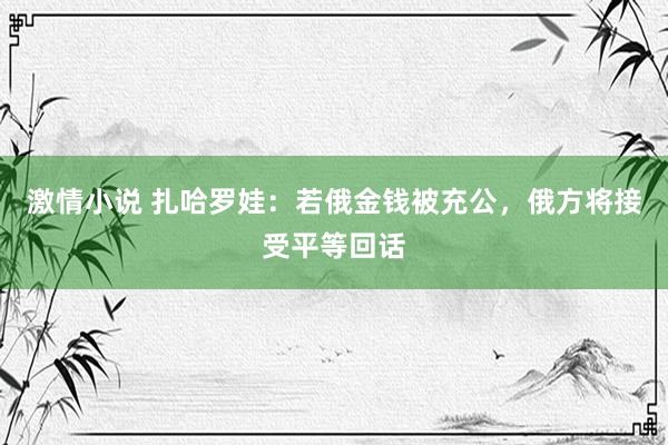 激情小说 扎哈罗娃：若俄金钱被充公，俄方将接受平等回话