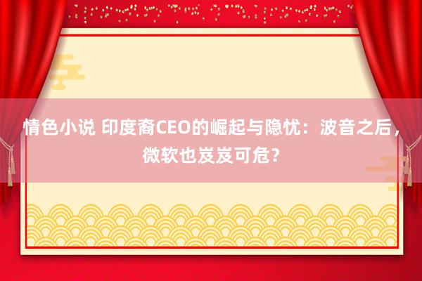 情色小说 印度裔CEO的崛起与隐忧：波音之后，微软也岌岌可危？