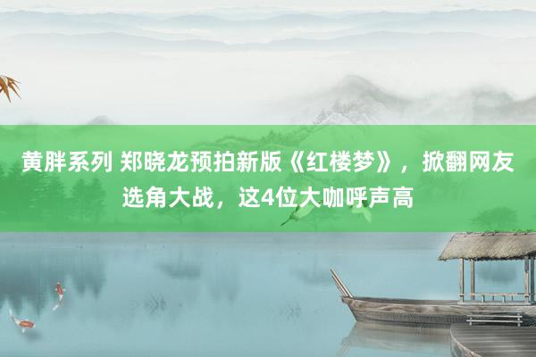 黄胖系列 郑晓龙预拍新版《红楼梦》，掀翻网友选角大战，这4位大咖呼声高