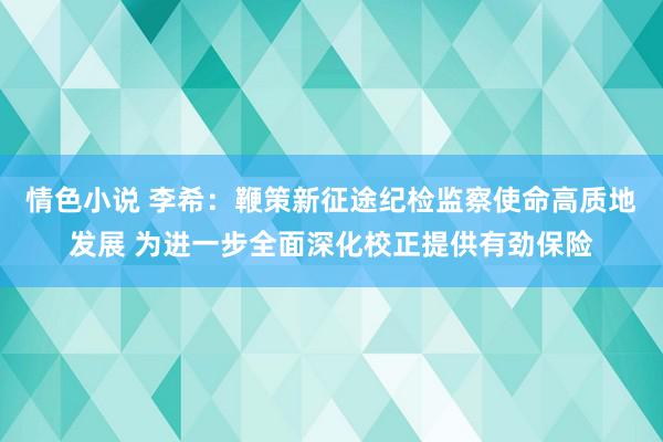 情色小说 李希：鞭策新征途纪检监察使命高质地发展 为进一步全面深化校正提供有劲保险