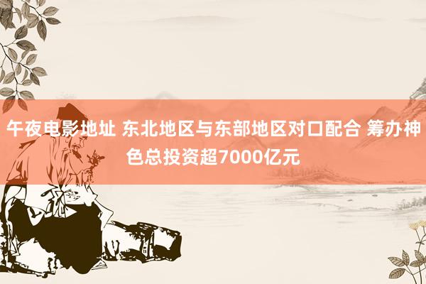 午夜电影地址 东北地区与东部地区对口配合 筹办神色总投资超7000亿元