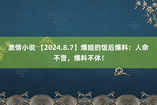 激情小说 【2024.8.7】爆姐的饭后爆料：人命不啻，爆料不休！