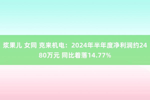 浆果儿 女同 克来机电：2024年半年度净利润约2480万元 同比着落14.77%